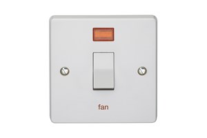 20A 1 Gang Double Pole Control Switch With Neon Printed 'Fan'