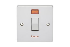 20A 1 Gang Double Pole Control Switch With Neon Printed 'Freezer'