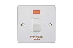 20A 1 Gang Double Pole Control Switch With Neon Printed 'Immersion Heater'