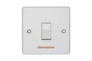 20A 1 Gang Double Pole Control Switch Printed 'Dish Washer'