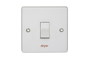 20A 1 Gang Double Pole Control Switch Printed 'Dryer'