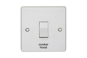 20A 1 Gang Double Pole Control Switch Printed 'Cooker Hood' in Black
