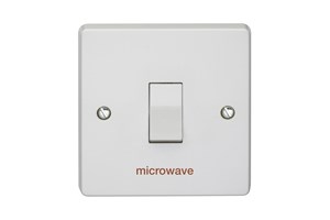 20A 1 Gang Double Pole Control Switch Printed 'Microwave'