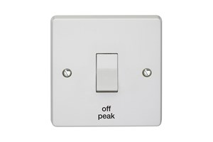 20A 1 Gang Double Pole Control Switch Printed 'Off Peak' in Black