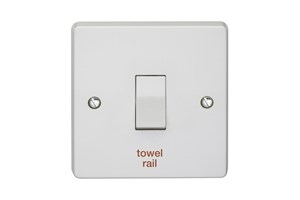 20A 1 Gang Double Pole Control Switch Printed 'Towel Rail'
