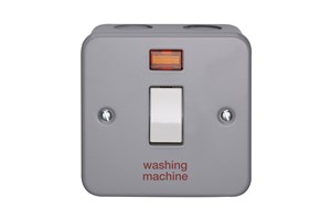 20A 1 Gang Double Pole Metalclad Switch With Neon Printed 'Washing Machine'