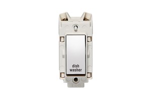 20A Double Pole Grid Switch Rocker White Trim Printed 'Dish Washer' Highly Polished Chrome Finish Rocker