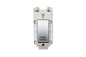 20A Double Pole Grid Switch Rocker White Trim Printed 'Fridge Freezer' Satin Chrome Finish Rocker