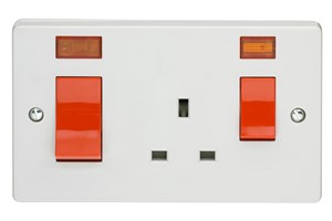 45A Double Pole Slim Cooker Control Unit With Neon 'Cooker' Printing Removed