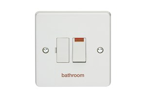 13A Double Pole Switched Fused Connection Unit With Neon Printed 'Bathroom'