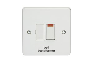13A Double Pole Switched Fused Connection Unit With Neon Printed 'Bell Transformer' in Black