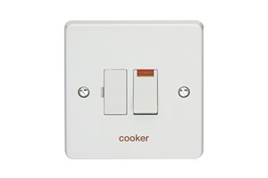 13A Double Pole Switched Fused Connection Unit With Neon Printed 'Cooker'