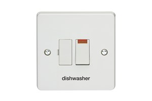 13A Double Pole Switched Fused Connection Unit With Neon Printed 'Dish Washer' in Black