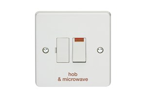 13A Double Pole Switched Fused Connection Unit With Neon Printed 'Hob & Microwave'