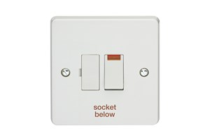 13A Double Pole Switched Fused Connection Unit With Neon Printed 'Socket Below'