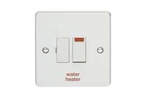 13A Double Pole Switched Fused Connection Unit With Neon Printed 'Water Heater'