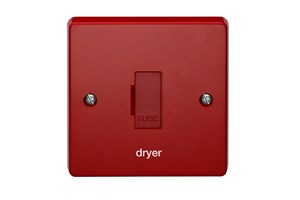 13A Unswitched Fused Connection Unit Red Front Plate Printed 'Dryer'