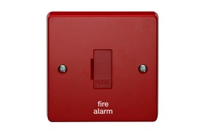 13A Unswitched Fused Connection Unit Red Front Plate Printed 'Fire Alarm'