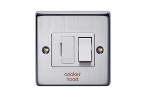 13A Double Pole Switched Fused Connection Unit Front Plate Printed 'Cooker Hood' Satin Chrome Finish