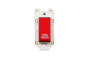 20A Double Pole Grid Switch Red Rocker Printed 'Fridge Freezer'