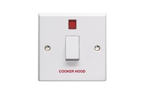20A 1 Gang Double Pole Control Switch With Neon Printed 'Cooker Hood'
