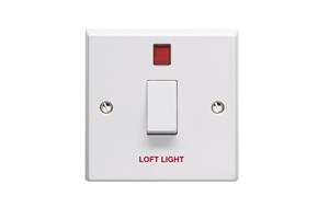 20A 1 Gang Double Pole Control Switch With Neon Printed 'Loft Light'