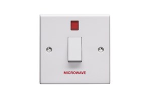20A 1 Gang Double Pole Control Switch With Neon Printed 'Microwave'