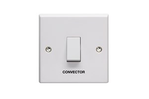 20A 1 Gang Double Pole Switch Printed 'Convector' in Black