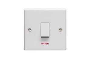 20A 1 Gang Double Pole Switch Printed 'Dryer'