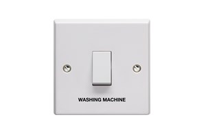20A 1 Gang Double Pole Switch Printed 'Washing Machine' in Black