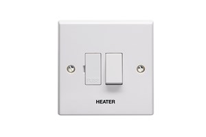 13A Double Pole Switched Fused Connection Unit Printed 'Heater' in Black