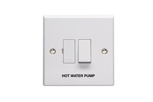 13A Double Pole Switched Fused Connection Unit Printed 'Hot Water Pump' in Black