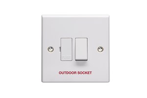 13A Double Pole Switched Fused Connection Unit Printed 'Outdoor Socket'