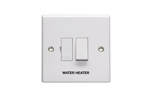 13A Double Pole Switched Fused Connection Unit Printed 'Water Heater' in Black
