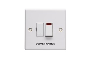 13A Double Pole Switched Fused Connection Unit With Neon Printed 'Cooker Ignition' in Black