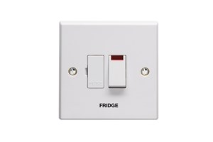13A Double Pole Switched Fused Connection Unit With Neon Printed 'Fridge' in Black