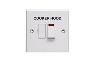 13A Double Pole Switched Fused Connection Unit With Neon Printed 'Cooker Hood' in Black Large Text