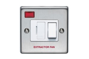 13A Double Pole Switched Fused Connection Unit With Neon Printed 'Extractor Fan' Stainless Steel Finish