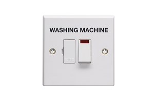 13A Double Pole Switched Fused Connection Unit With Neon Printed 'Washing Machine' in Black Large Text