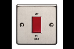 45A 1 Gang Double Pole Printed 'Hob' in Black Stainless Steel Finish