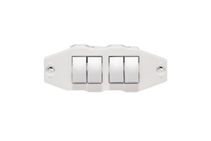10AX 4 Gang 2 Way Plate Switch Interiors Highly Polished Chrome Finish Rockers