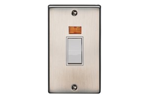 50A 2 Gang Double Pole Control Switch With Neon Stainless Steel Finish