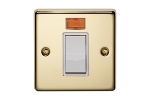 45A 1 Gang Double Pole With Neon Polished Brass Finish