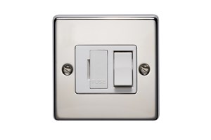 13A Double Pole Switched Fused Conenction Unit Polished Stainless Steel Finish