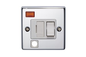 13A Double Pole Switched Fused Connection Unit With Cord Outlet And Neon Highly Polished Chrome Finish