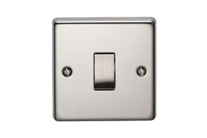 10AX 1 Gang 2 Way Flush Metal Plate Switch Stainless Steel Finish