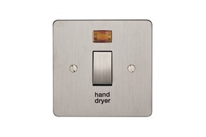 20A 1 Gang Double Pole Switch With Neon Printed 'Hand Dryer'