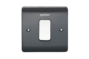 50A 1 Gang Double Pole Switch With LED All Grey With White Rocker Printed 'Ignition'