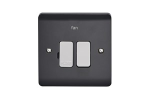 13A Double Pole Switched Fused Connection Unit All Grey With White Rocker Printed 'Fan'