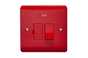 13A Double Pole Switched Fused Connection Unit All Red Printed 'Fire'